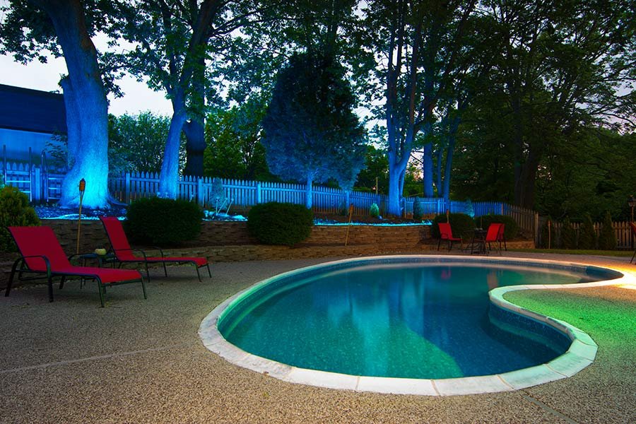 Color changing LED pool and patio lighting